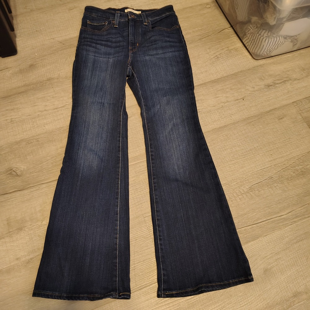 Levis 726 Flare Jeans Dark Wash High Rise Denim Pants Size 28